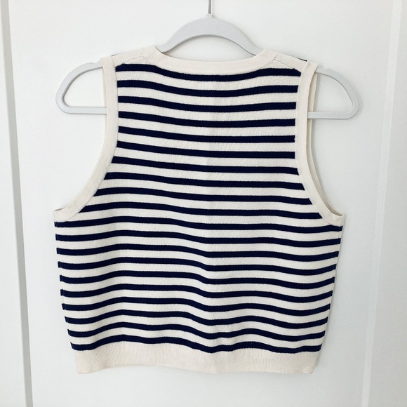 NWOT J. Crew Emilie Sweater-Vest in Navy/Cream Stripe - M - Picture 5 of 6